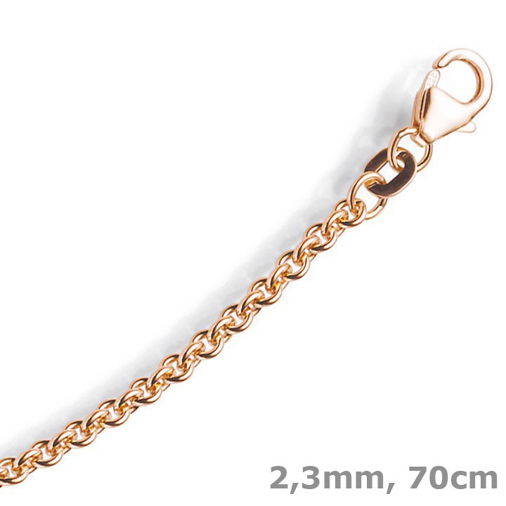 2,3mm Rundankerkette aus 750 Gold Rotgold 70cm