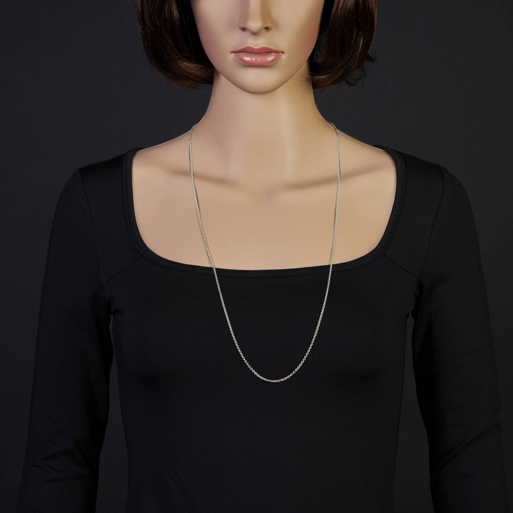 2.3mm Rundankerkette aus 750 Weißgold 80cm