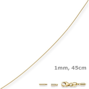 1mm Halsreif Omegareif Omegakette 750 Gold Gelbgold Goldkette 45cm abschraubbar