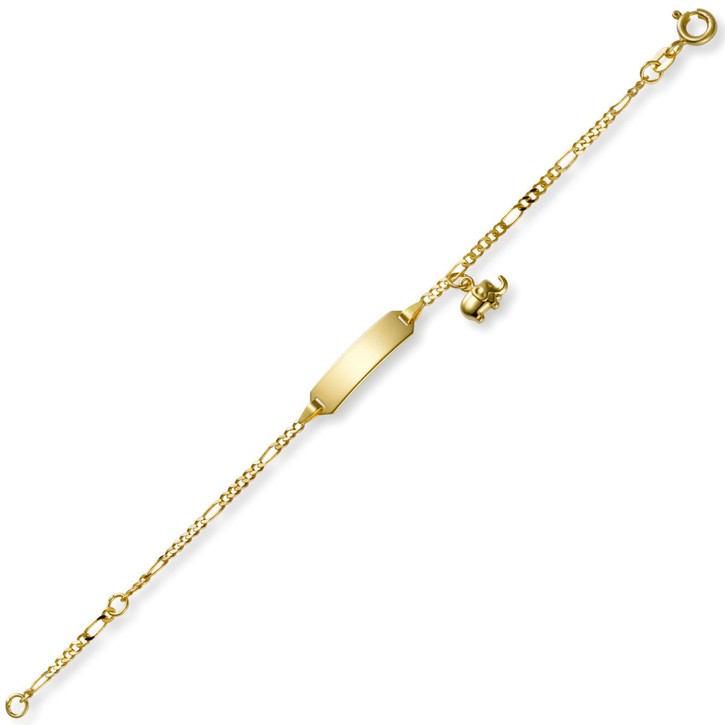 Armband mit Elefant 585 Gelbgold 12-14cm
