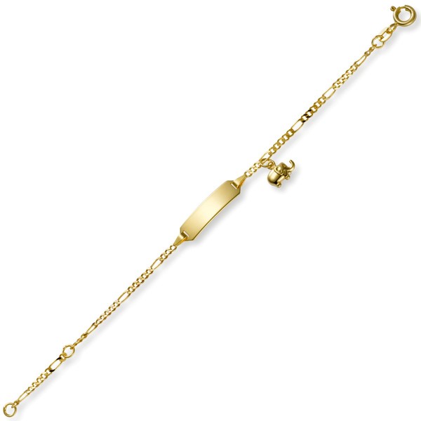 Armband mit Elefant 585 Gelbgold 12-14cm