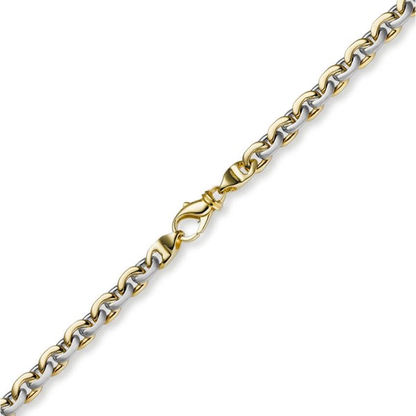 5,5mm Rundankerkette 585 Gold gelb weiß 60cm
