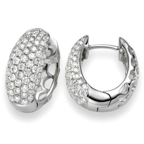 Pavé Creolen 17x14,7mm mit 150 Brillanten 1.45 Ct. 750 Gold Weißgold Pavé Creolen 17x14,7mm mit 150 Brillanten 1.45 Ct. 750 Gold Weißgold