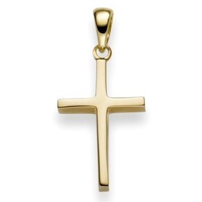 Anhänger Kreuz 25x12mm aus 585 Gold Gelbgold Halsschmuck schlicht massiv