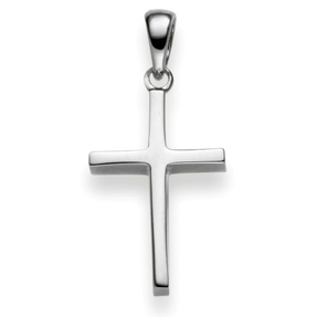 Anhänger Kreuz 25x12mm aus 585 Gold Weißgold Halsschmuck schlicht massiv