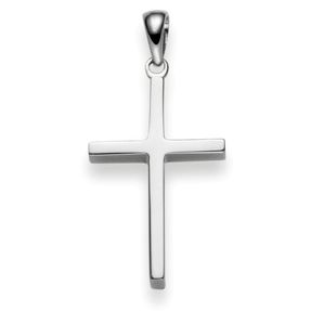 Anhänger Kreuz 30x14,5mm aus 750 Gold Weißgold Halsschmuck schlicht massiv
