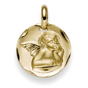 Anhänger Engel 18x14mm aus echtem 585 Gold Gelbgold Taufanhänger