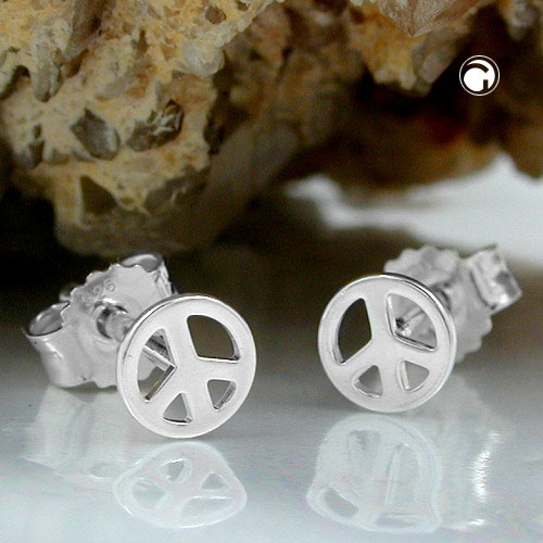 Ohrstecker PEACE Friedens-Symbol 925 Silber