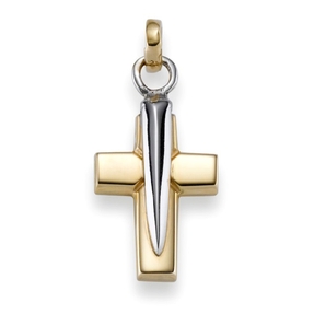 Goldkreuz Anhänger Kreuz 29x13mm 585 Gold Gelbgold & Weißgold bicolor Goldkreuz Anhänger Kreuz 29x13mm 585 Gold Gelbgold & Weißgold bicolor