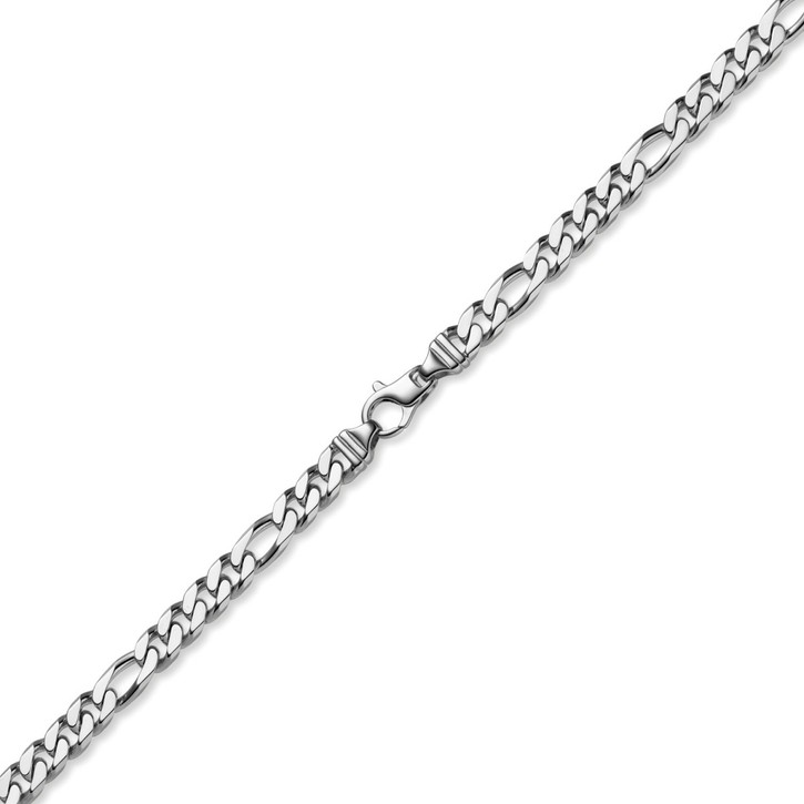 8mm Figarokette aus 585 Weißgold 55cm