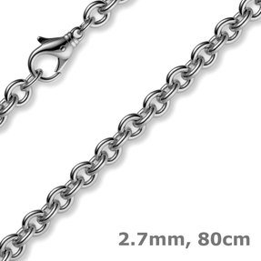 2,7mm Kette Collier Rundankerkette aus 585 Gold Weißgold, 80cm Unisex 2,7mm Kette Collier Rundankerkette aus 585 Gold Weißgold, 80cm Unisex