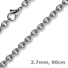 2,7mm Kette Collier Rundankerkette aus 585 Gold Weißgold, 90cm Unisex 2,7mm Kette Collier Rundankerkette aus 585 Gold Weißgold, 90cm Unisex