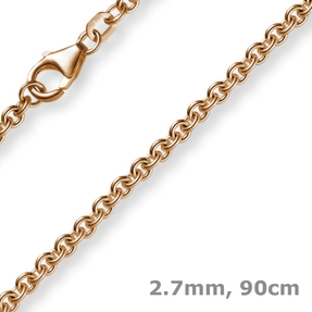 2,7mm Kette Collier Rundankerkette aus 585 Gold Rotgold, 90cm Unisex