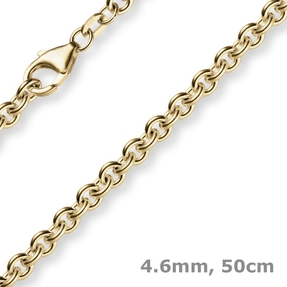 4,6mm Kette Collier Rundankerkette aus 585 Gold Gelbgold, 50cm