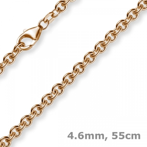 4,6mm Kette Collier Rundankerkette aus 585 Gold Rotgold, 55cm Unisex 4,6mm Kette Collier Rundankerkette aus 585 Gold Rotgold, 55cm Unisex