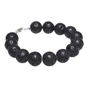 Armband aus echter Lava mit Poren & 925 Silber schwarz Armschmuck Armkette