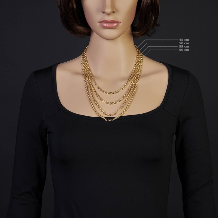 4,6mm Rundankerkette aus 750 Gelbgold 55cm