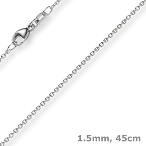 1,5mm Rund-Ankerkette aus 750 Gold Weißgold Kette Collier Halskette, 45cm