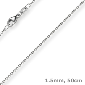 1,5mm Rund-Ankerkette aus 750 Gold Weißgold Kette Collier Halskette, 50cm