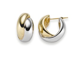 Paar Ohrringe Creolen 20x12mm aus 750 Gelbgold & Weißgold gekreuzt