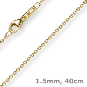 1,5mm Rund-Ankerkette aus 585 Gold Gelbgold Kette Collier Halskette, 40cm