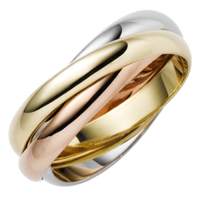 3-er Ring 3x3mm aus 585 Gold Gelbgold Weißgold Rotgold massiv tricolor