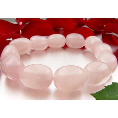 Armband aus Rosenquarz dehnbar Nuggets