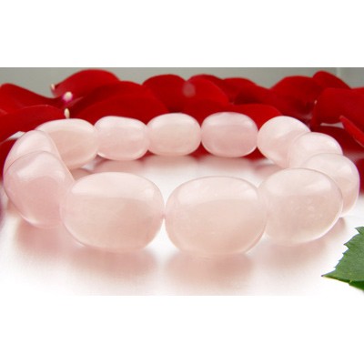Armband aus Rosenquarz dehnbar Nuggets