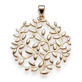 Anhänger mit Ranken Ornament Olivenzweig 34x28mm aus 585 Gold Rotgold