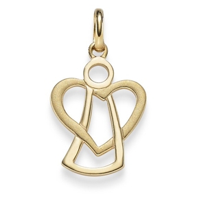 Anhänger Engel Engelchen & Herz 585 Gold Gelbgold 21x12mm Halsschmuck