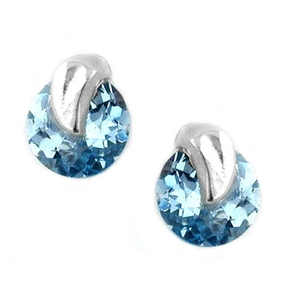 Ohrstecker Ohrschmuck, Aquamarin, Solitär, rund hellblau facettiert, 925 Silber Ohrstecker Ohrschmuck, Aquamarin, Solitär, rund hellblau facettiert, 925 Silber