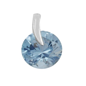 Anhänger Halsschmuck, Aquamarin, Solitär, rund hellblau facettiert, 925 Silber