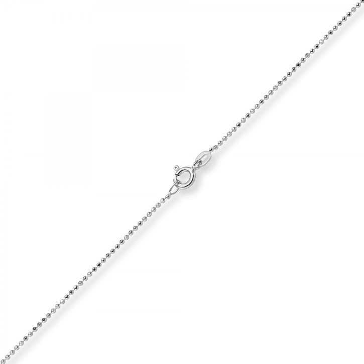 1mm Kugelkette diamantiert 585 Weißgold 42cm