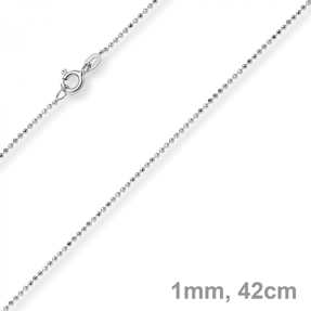 1mm Kugelkette diamantiert Kette Goldkette Halskette aus 585 Gold Weißgold, 42cm