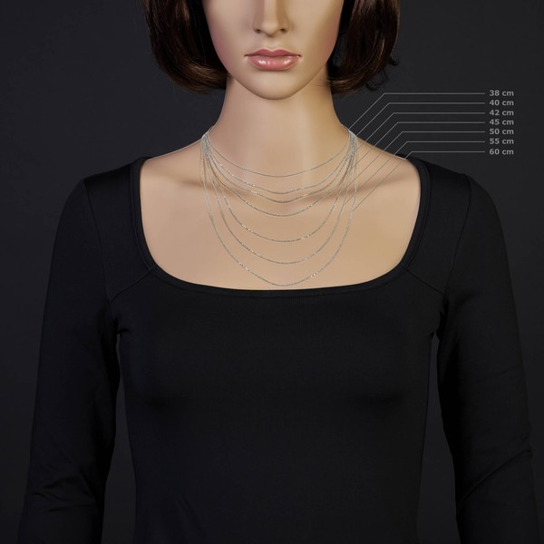 1mm Kugelkette diamantiert 585 Weißgold 45cm