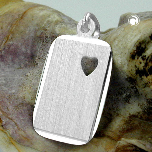 Anhänger Gravurplatte in Herzform 925 Silber