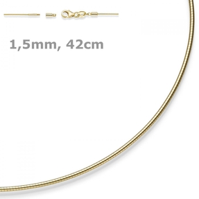 1,5mm Halsreif Omegareif Omegakette Collier 750 Gold Gelbgold 42cm abschraubbar 1,5mm Halsreif Omegareif Omegakette Collier 750 Gold Gelbgold 42cm abschraubbar