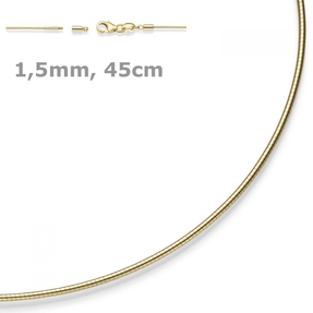 1,5mm Halsreif Omegareif Omegakette Collier 750 Gold Gelbgold 45cm abschraubbar