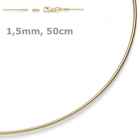 1,5mm Halsreif Omegareif Omegakette Collier 750 Gold Gelbgold 50cm abschraubbar 1,5mm Halsreif Omegareif Omegakette Collier 750 Gold Gelbgold 50cm abschraubbar