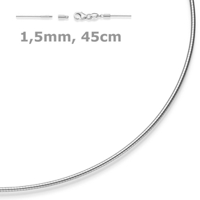1,5mm Halsreif Omegareif Omegakette Collier 585 Gold Weißgold 45cm abschraubbar