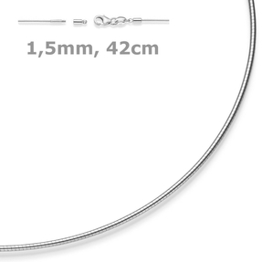 1,5mm Halsreif Omegareif Omegakette Collier 750 Gold Weißgold 42cm abschraubbar