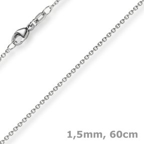 1,5mm Rund-Ankerkette aus 750 Gold Weißgold Kette Collier Halskette, 60cm 1,5mm Rund-Ankerkette aus 750 Gold Weißgold Kette Collier Halskette, 60cm