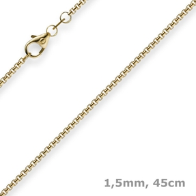 1,5mm Venezianerkette aus 750 Gold Gelbgold Kette Collier Halskette rund 45cm