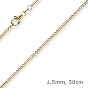 1,5mm Venezianerkette aus 750 Gold Gelbgold Kette Collier Halskette rund 50cm