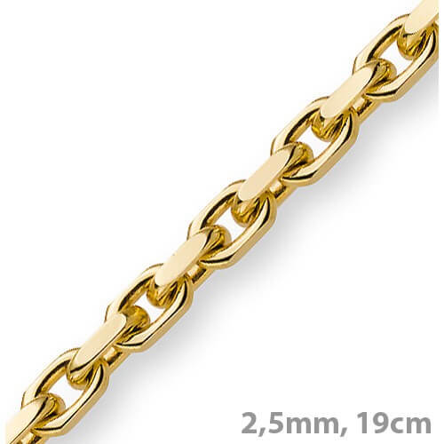 2,5mm Armband Ankerkette 750 Gelbgold 19cm