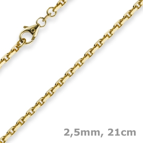 2,5mm Armband Armkette Ankerkette aus 750 Gold Gelbgold 21cm Unisex