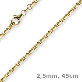 2,5mm Kette Collier Ankerkette aus 750 Gold Gelbgold 45cm, Goldkette 2,5mm Kette Collier Ankerkette aus 750 Gold Gelbgold 45cm, Goldkette