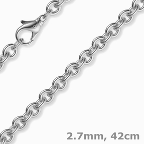 2,7mm Kette Collier Rundankerkette aus 585 Gold Weißgold 42cm