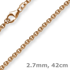2,7mm Kette Collier Rundankerkette aus 585 Gold Rotgold 42cm