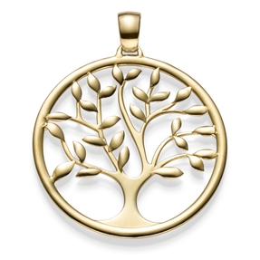 Anhänger Amulett Baum Lebensbaum aus 585 Gold Gelbgold Goldanhänger 40x33mm